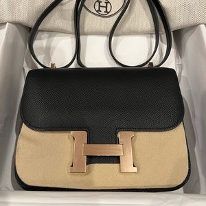 Brand New Hermes Constance 18 Noir with Rose Gold Hardware